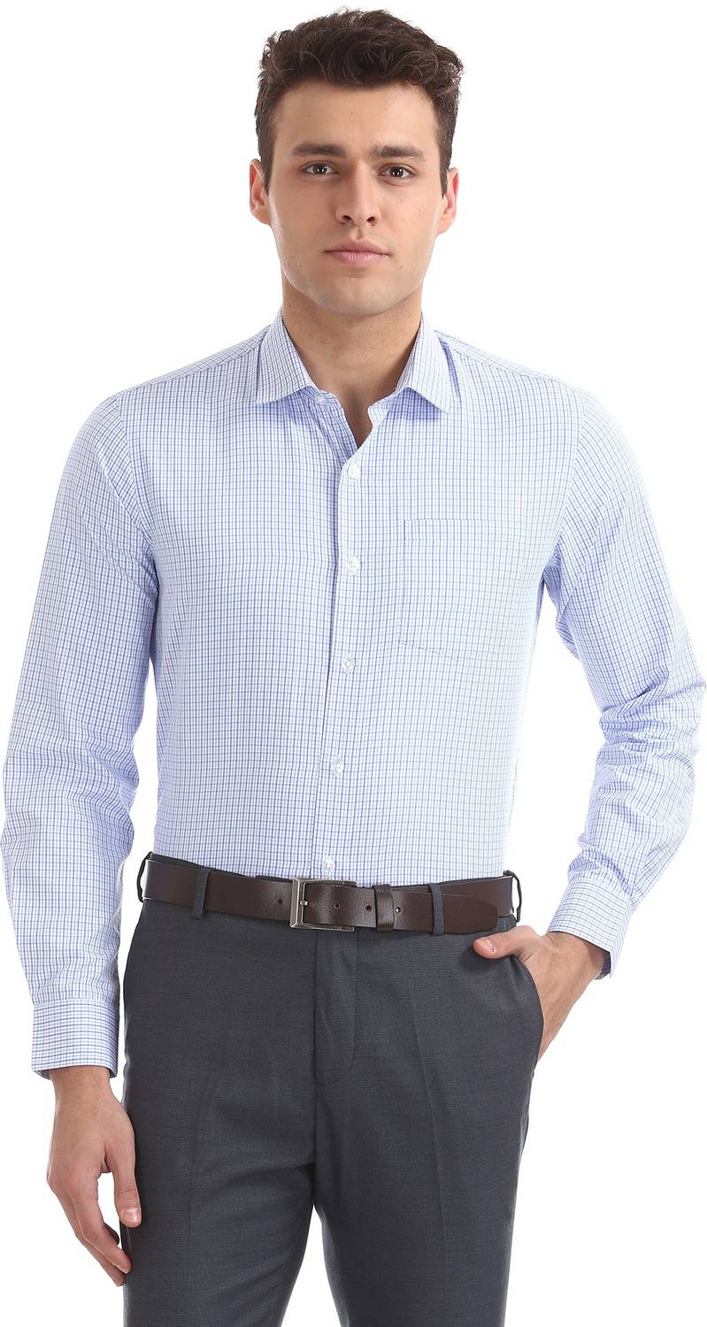 ARROW Men Self Design Formal Blue Shirt