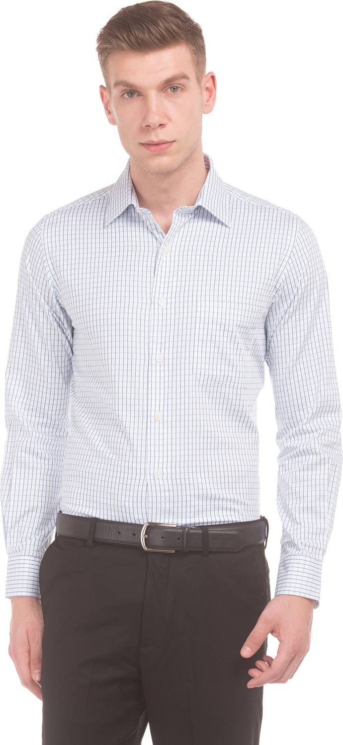 ARROW Men Checkered Formal White Shirt