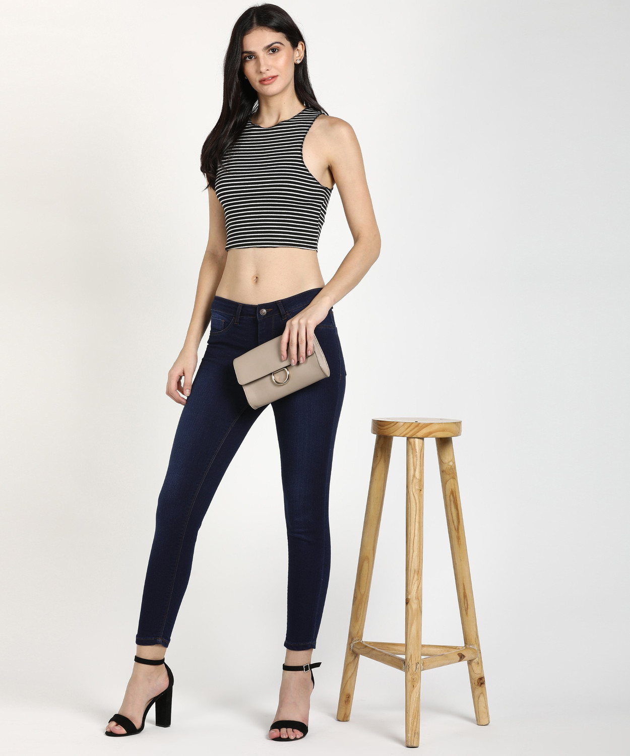 Image of FLYING MACHINE Skinny Women Dark Blue Jeans