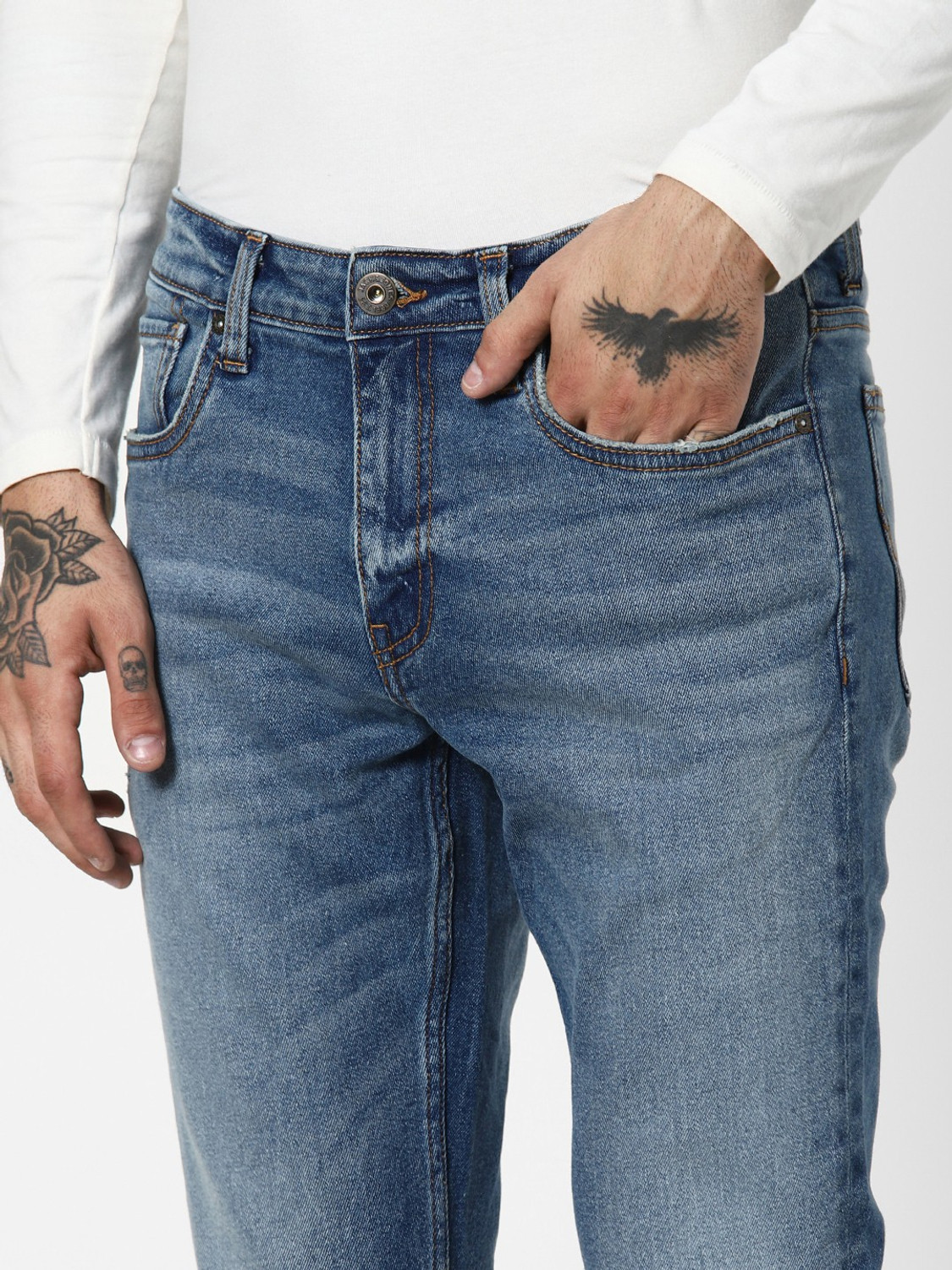Image of JACK & JONES Men Slim Low Rise Blue Jeans