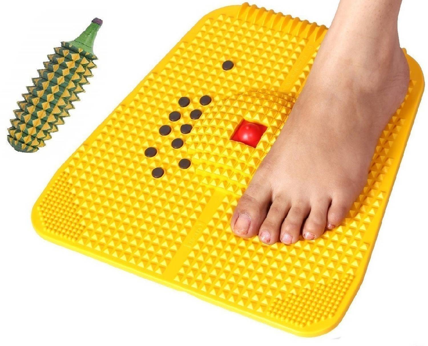AHCS Acupressure Powermat Plate Magnet Pyramids with Hand Roller Massager (2000 Mat + Karela) Massager
