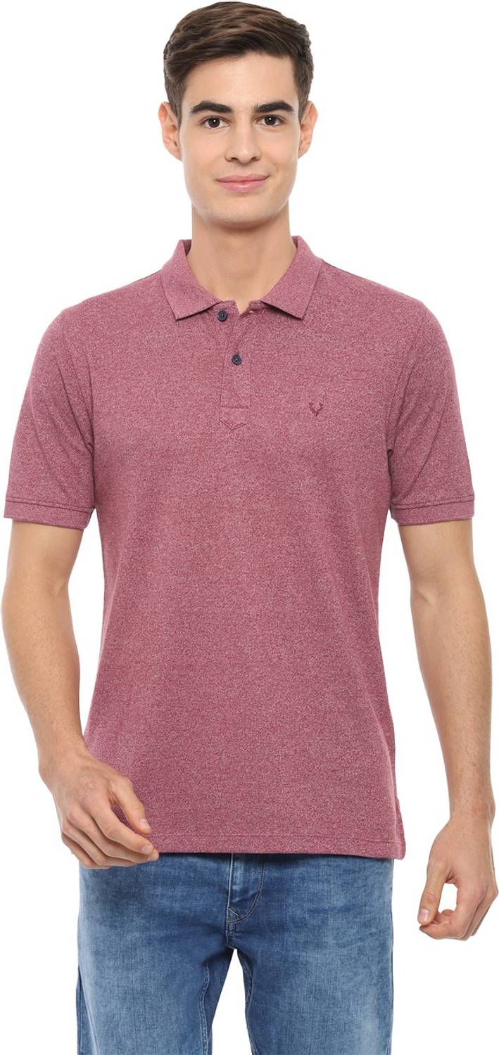 Allen Solly Self Design Men Polo Neck Pink T-Shirt