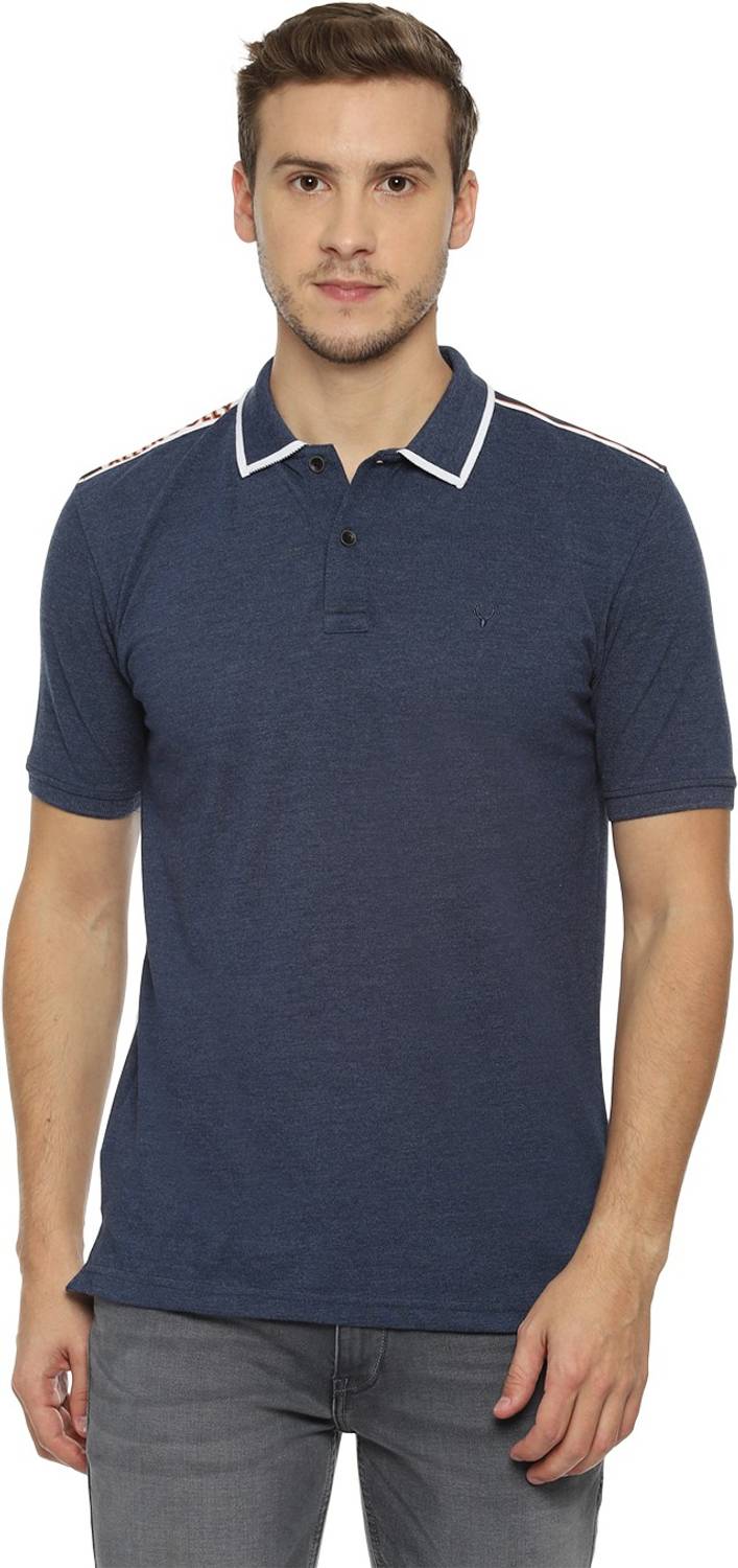 Allen Solly Solid Men Polo Neck Dark Blue T-Shirt
