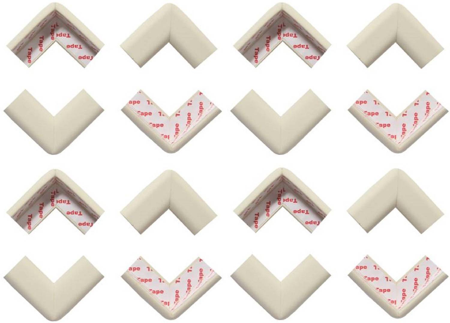 BabySafeHouse Corner Guards 16 piece for baby child safety protection from sharp edges and corners of furniture tables with strong adhesive White Color