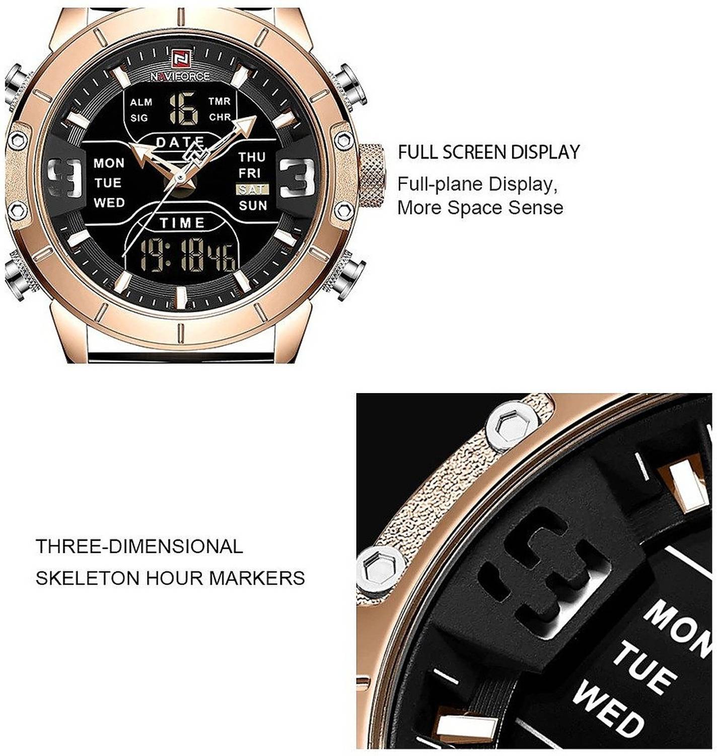 NAVIFORCE NF-9153BKG NF-9153 Analog-Digital Watch - For Men - Buy