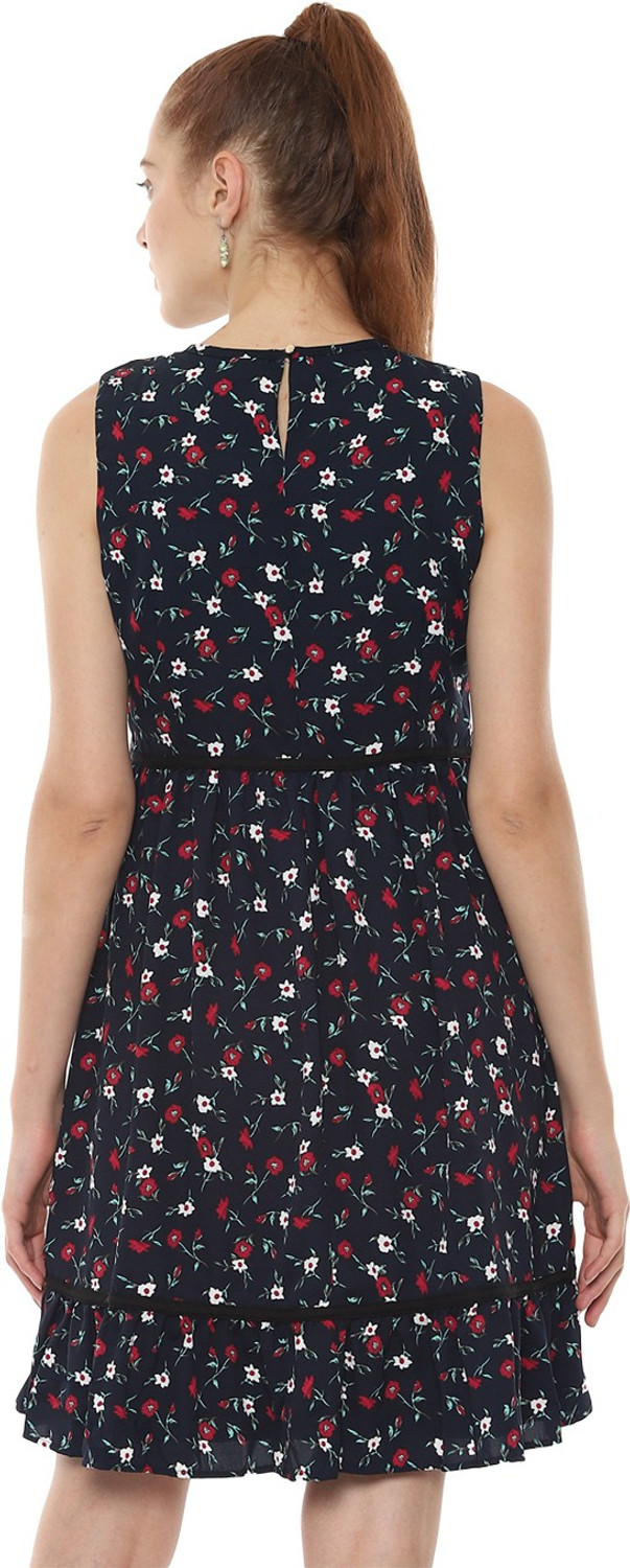 Image of VAN HEUSEN Women Fit and Flare Dark Blue Knee Length Dress