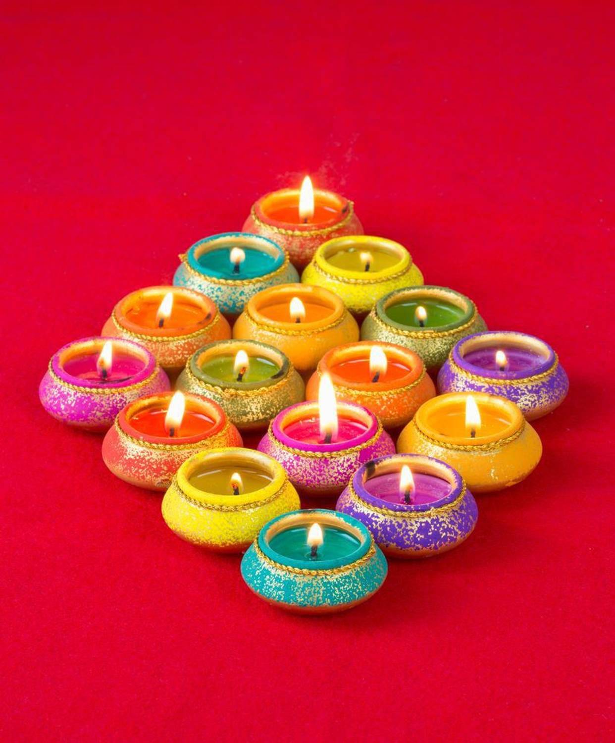 Beautifully Lit Lamps |festival poster|diwali poster|poster for diwali|diya poster|dia poster|rangoli poster|poster for home,gym,office|12x18 inch|sticker paper poster Paper Print