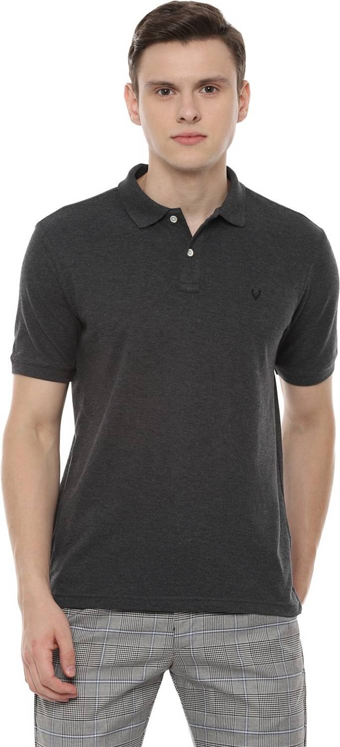 Allen Solly Solid Men Polo Neck Grey T-Shirt
