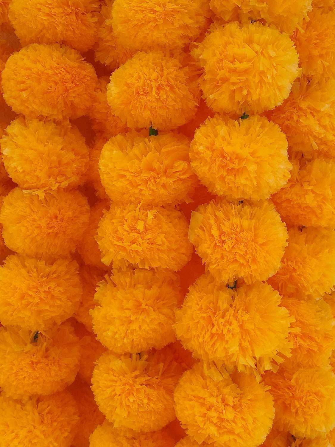 AliveEmmanual Artificial flowers Home Decoration Diwali puja Temple Orange Marigold Artificial Flower