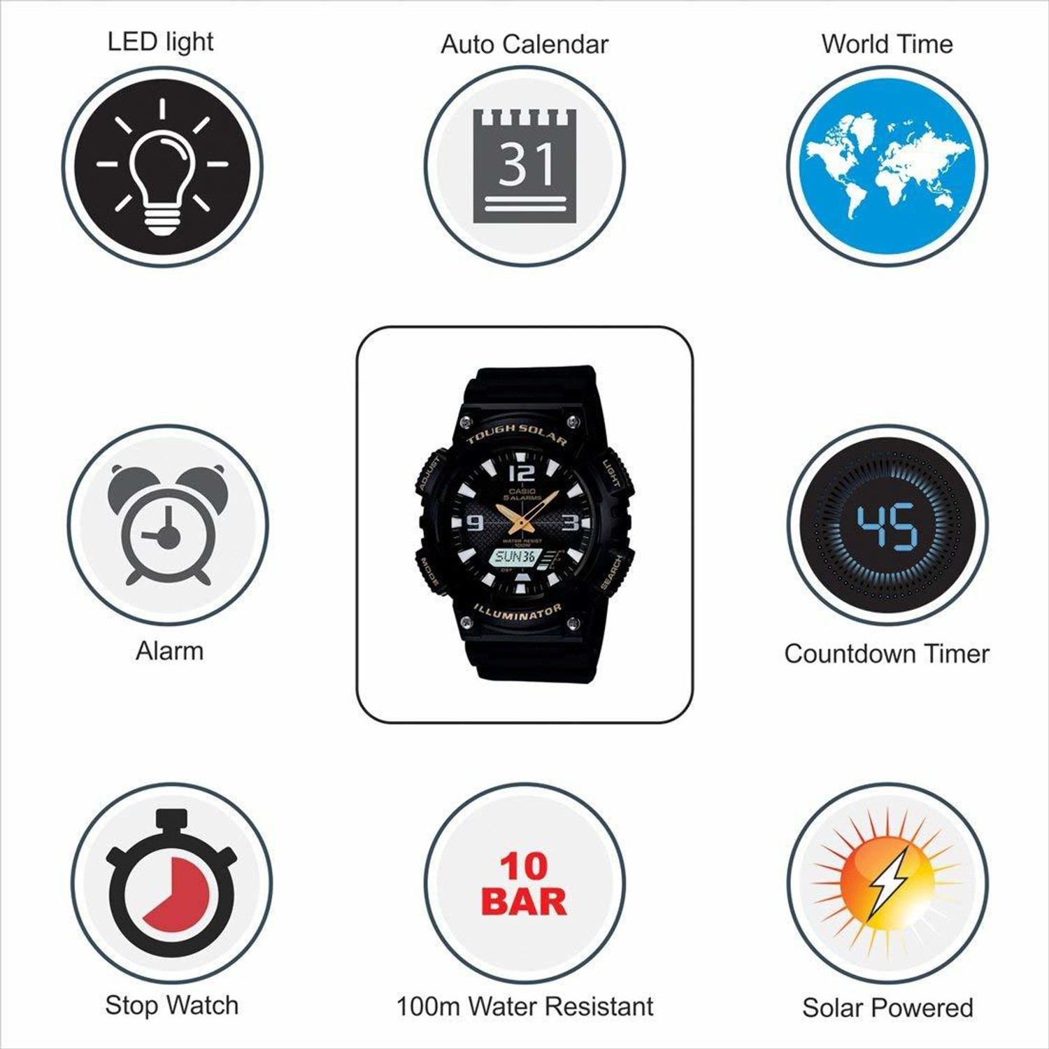 Image of CASIO AQ-S810W-1BVDF Youth Combination ( AQ-S810W-1BVDF ) Analog-Digital Watch - For Men