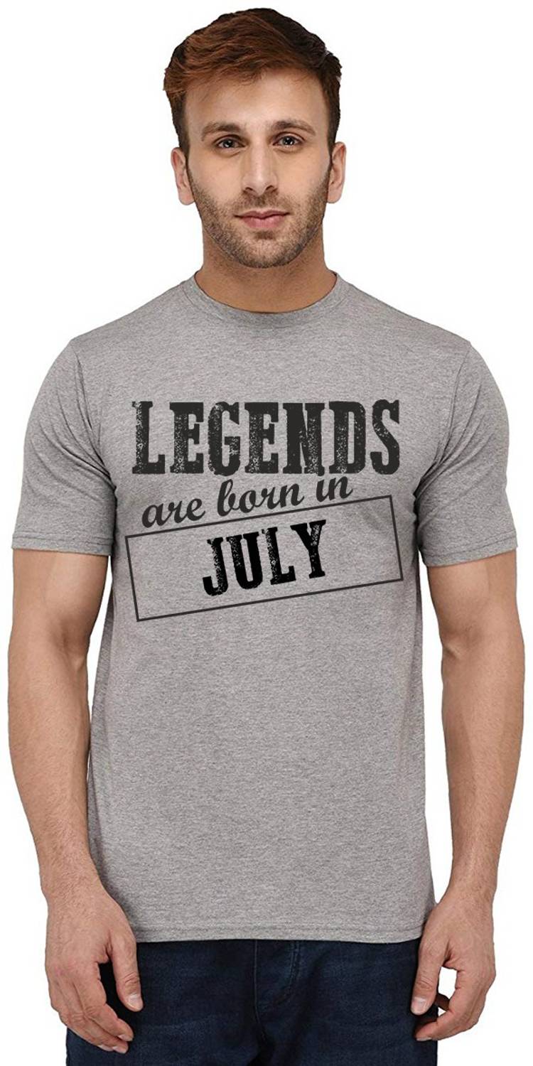 Aseria Printed Men Round Neck Grey T-Shirt