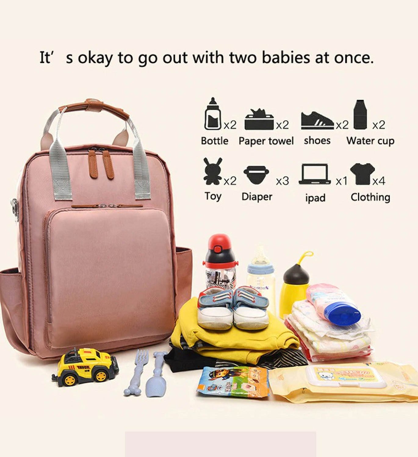 Image of SHOPIZONE Multipurpose Travel Diaper Bag Large with Insulated Warm Bottle Pocket Diaper Bag Baby Travel Organizer