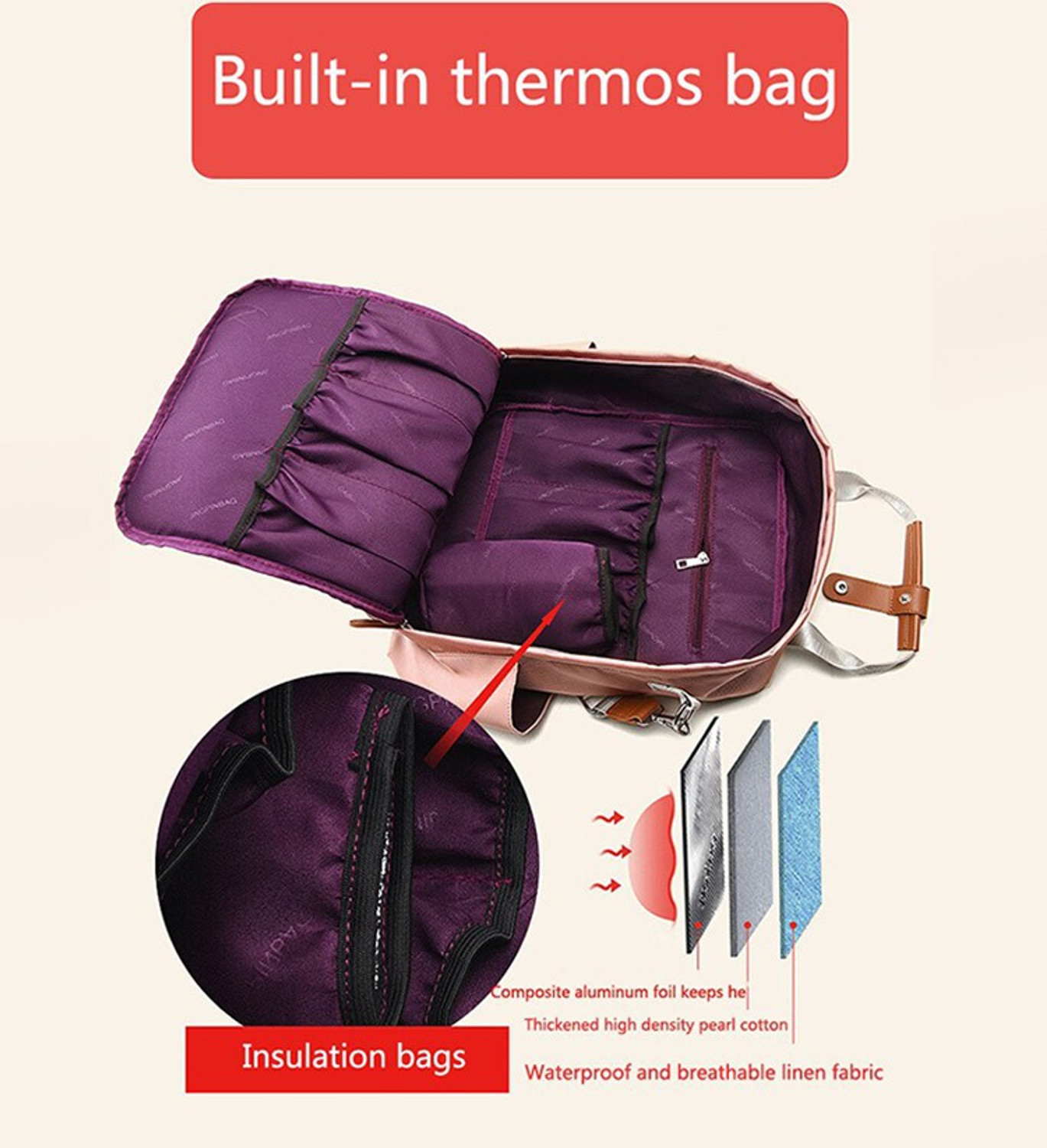 Image of SHOPIZONE Multipurpose Travel Diaper Bag Large with Insulated Warm Bottle Pocket Diaper Bag Baby Travel Organizer