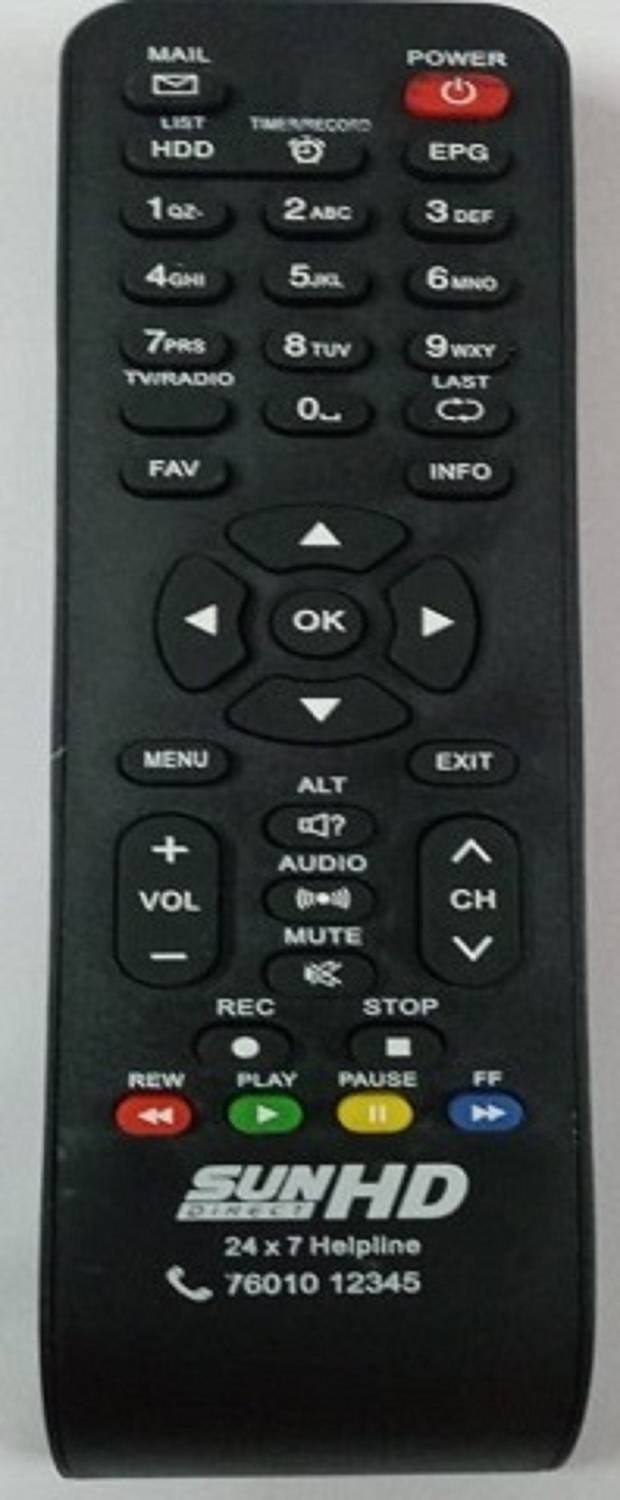 Sun Direct H Remote Controller Sun Direct Set Top Box HD ONLY Rem