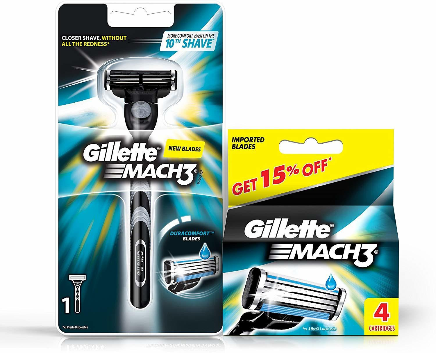 Image of Gillette MACH3 RAZOR WITH 4 CARTIDGE, Men