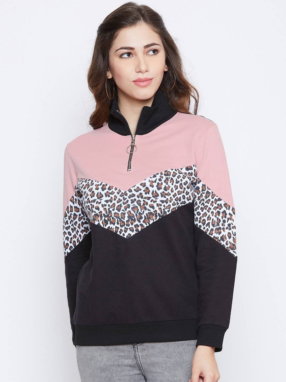 Austin Wood Full Sleeve Color Block Women Sweatshirt