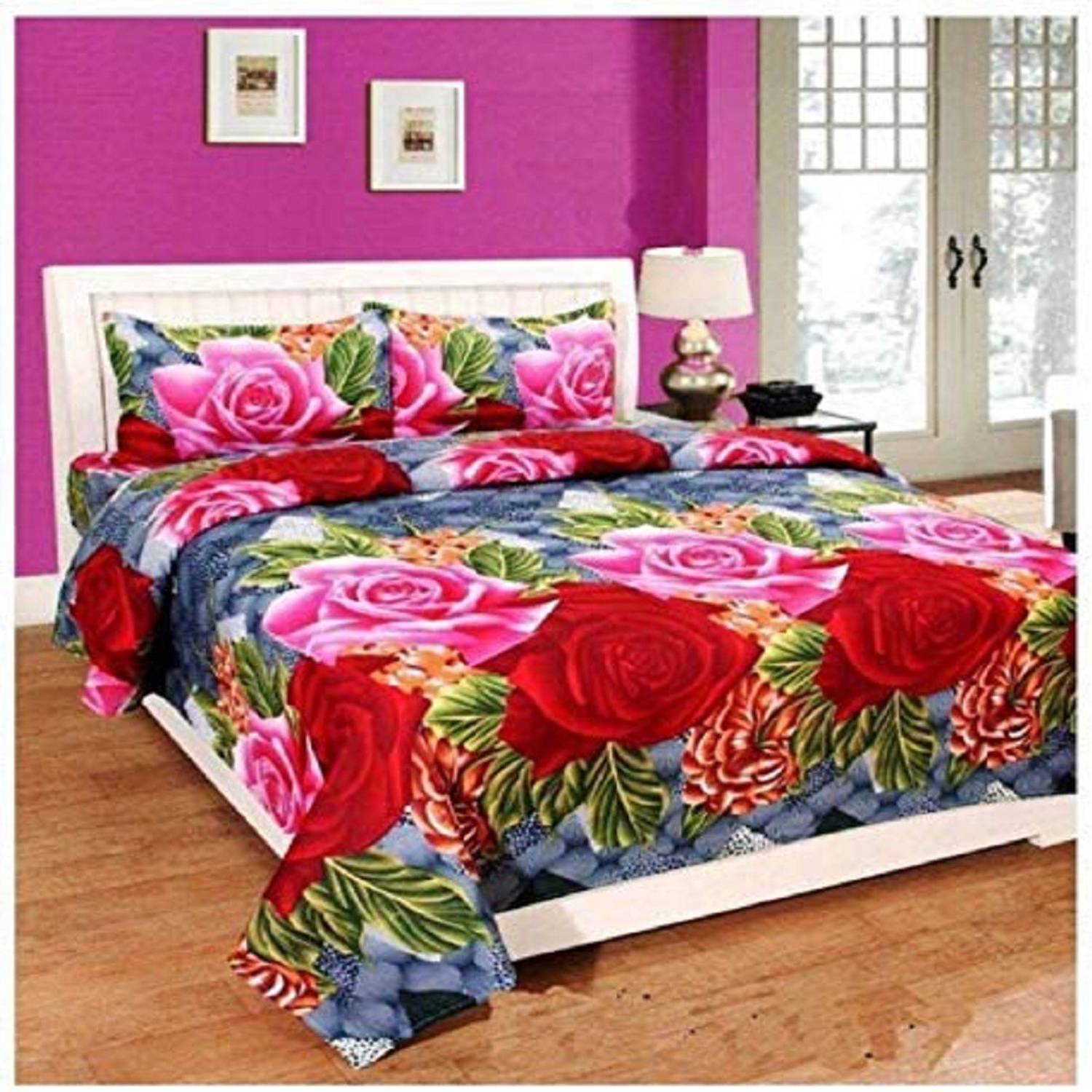 pitit custon Polycotton Double Flat 150 TC Floral 1 Bedsheet with