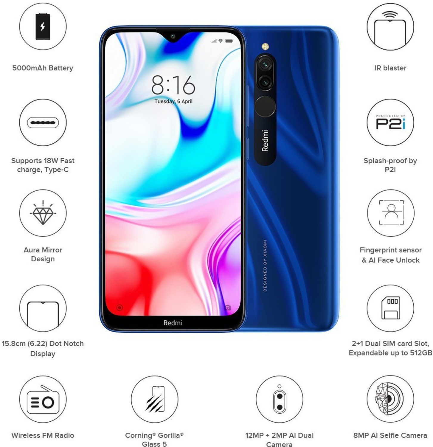 Image of Redmi 8 (Sapphire Blue, 64 GB)