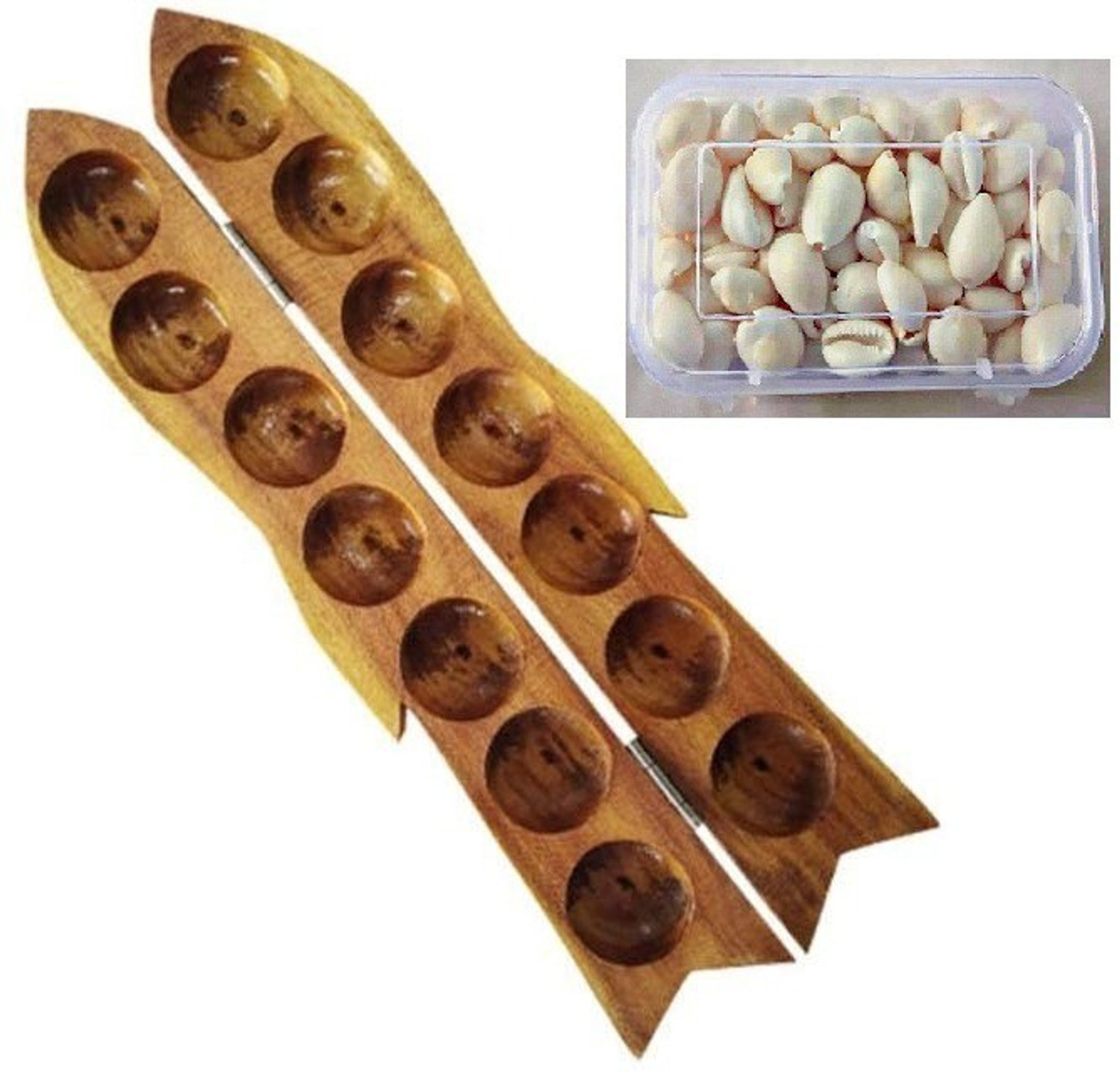 Image of RKR Wooden Pallankuzhi with Educational Board Games