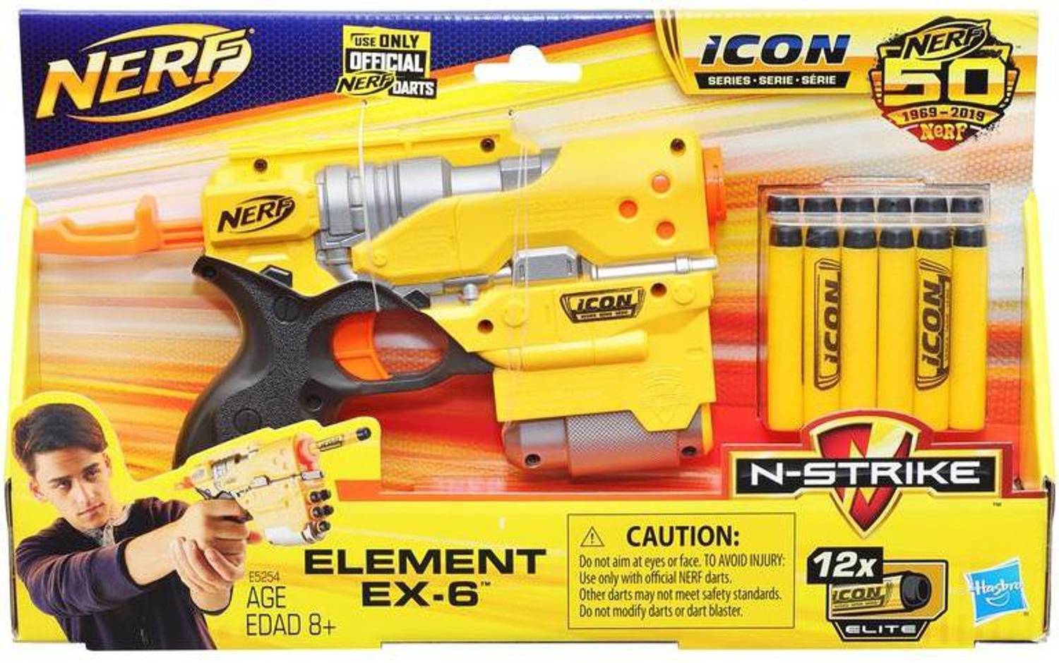 Nerf Element EX-6 N-Strike Toy Blaster, 12 Darts, 50th Icon Series