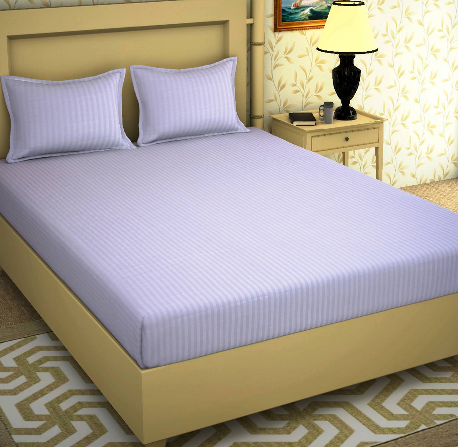 BROMWICK Microfiber Double Flat 144 TC Solid 1 Bedsheet with 2 Pi