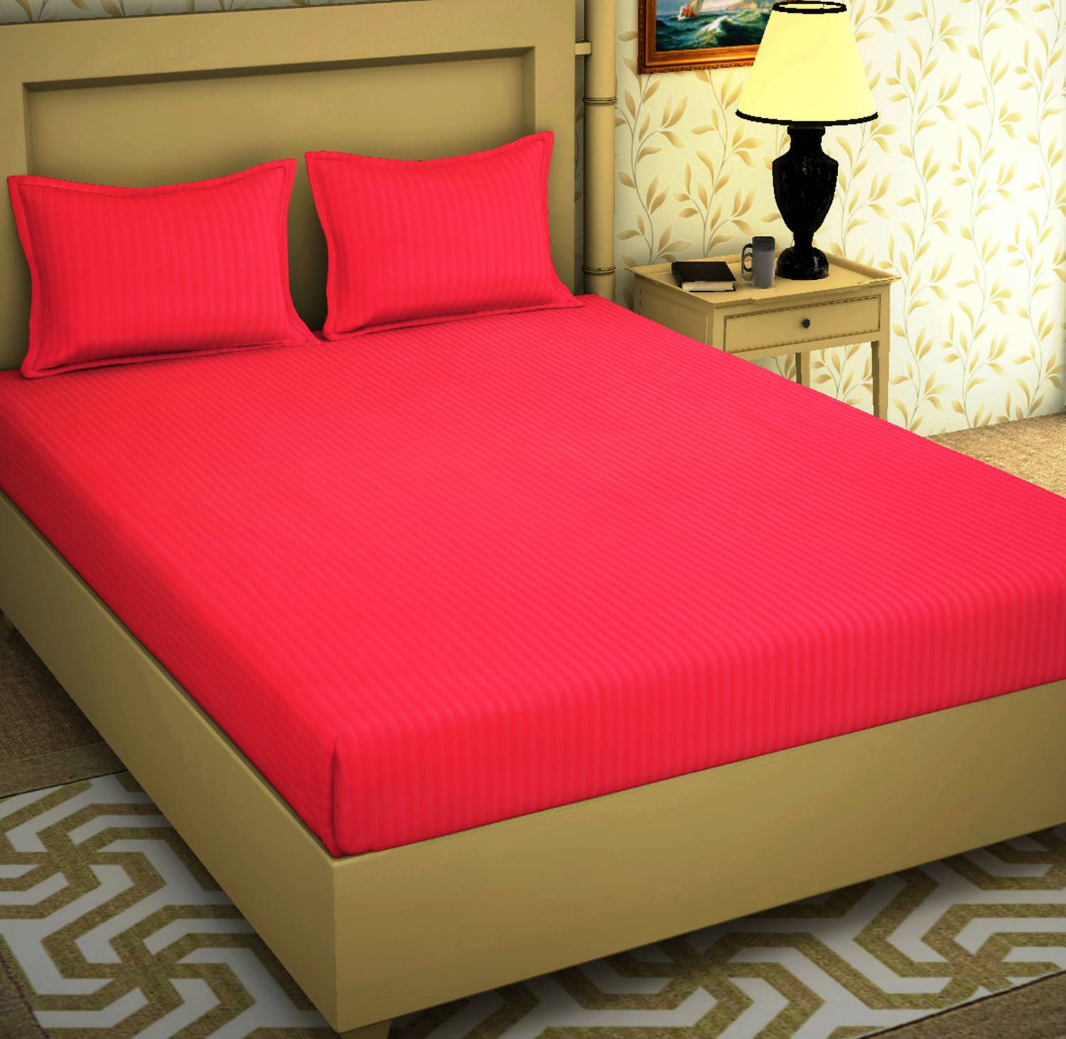 BROMWICK Microfiber Double Flat 144 TC Solid 1 Bedsheet with 2 Pi