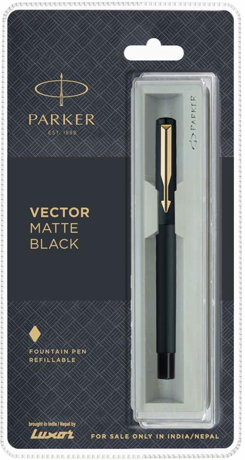 Image of PARKER Vector Matte Black Fountain Pen Gold Trim Fountain Pen