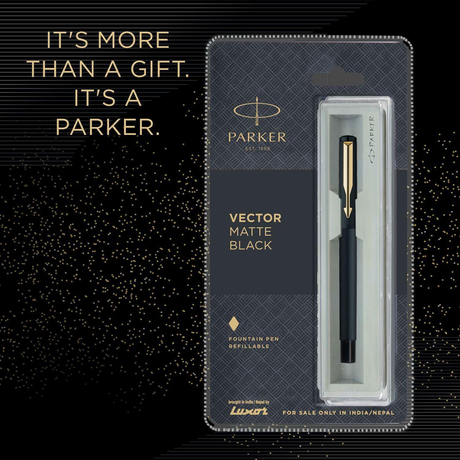 Image of PARKER Vector Matte Black Fountain Pen Gold Trim Fountain Pen