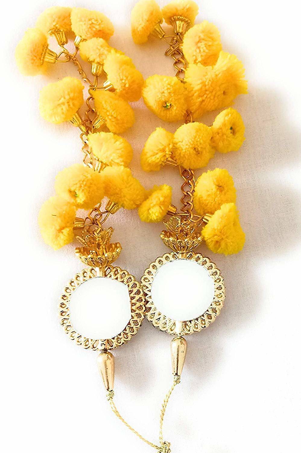 Bhavya Sale Women's Handmade Work Ethnic Hanging Cotton Pompom Latkan Brooch