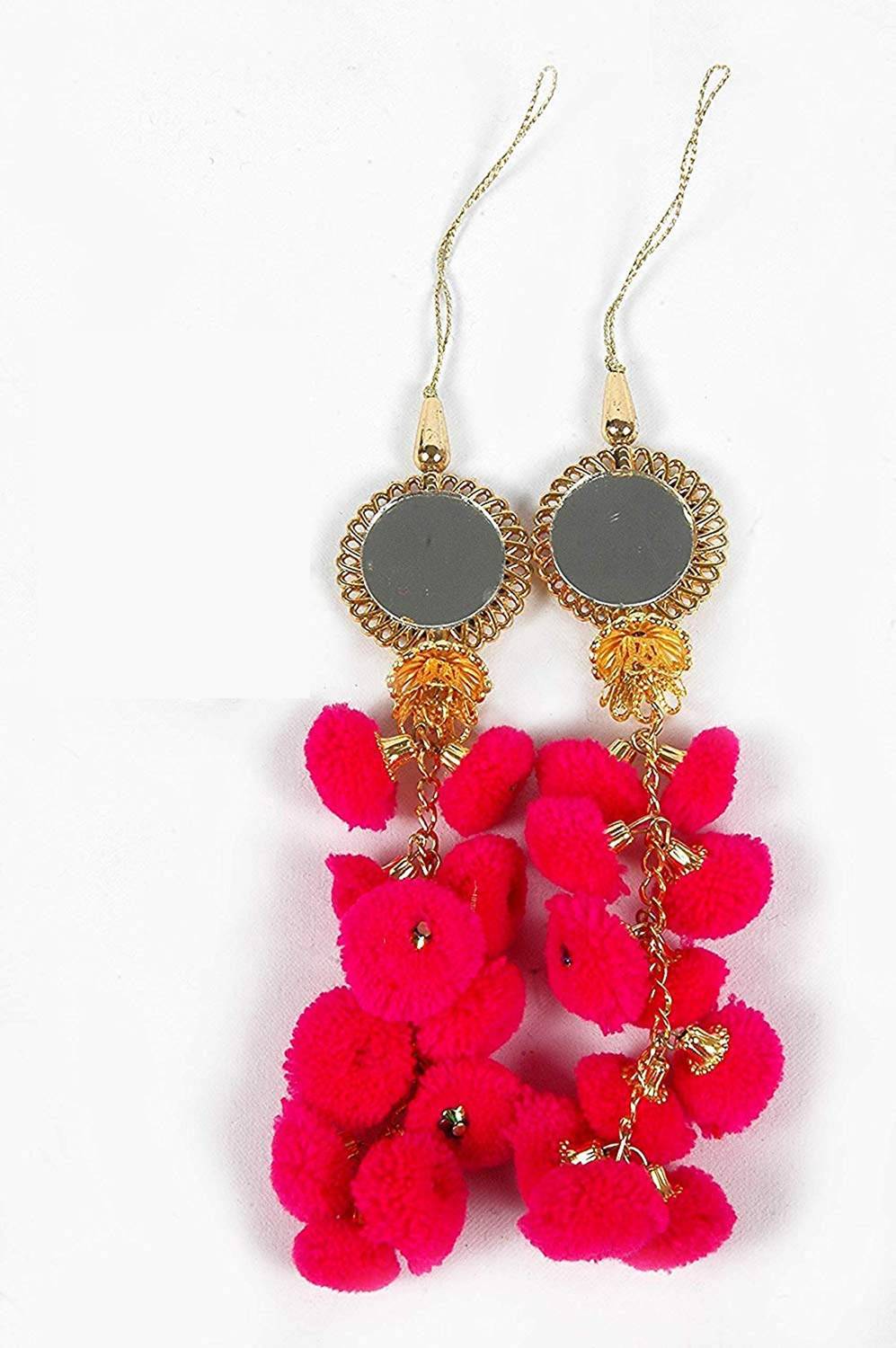 Bhavya Sale Handmade Ethnic Hanging Latkan Pom Pom Bell Tassel Brooch