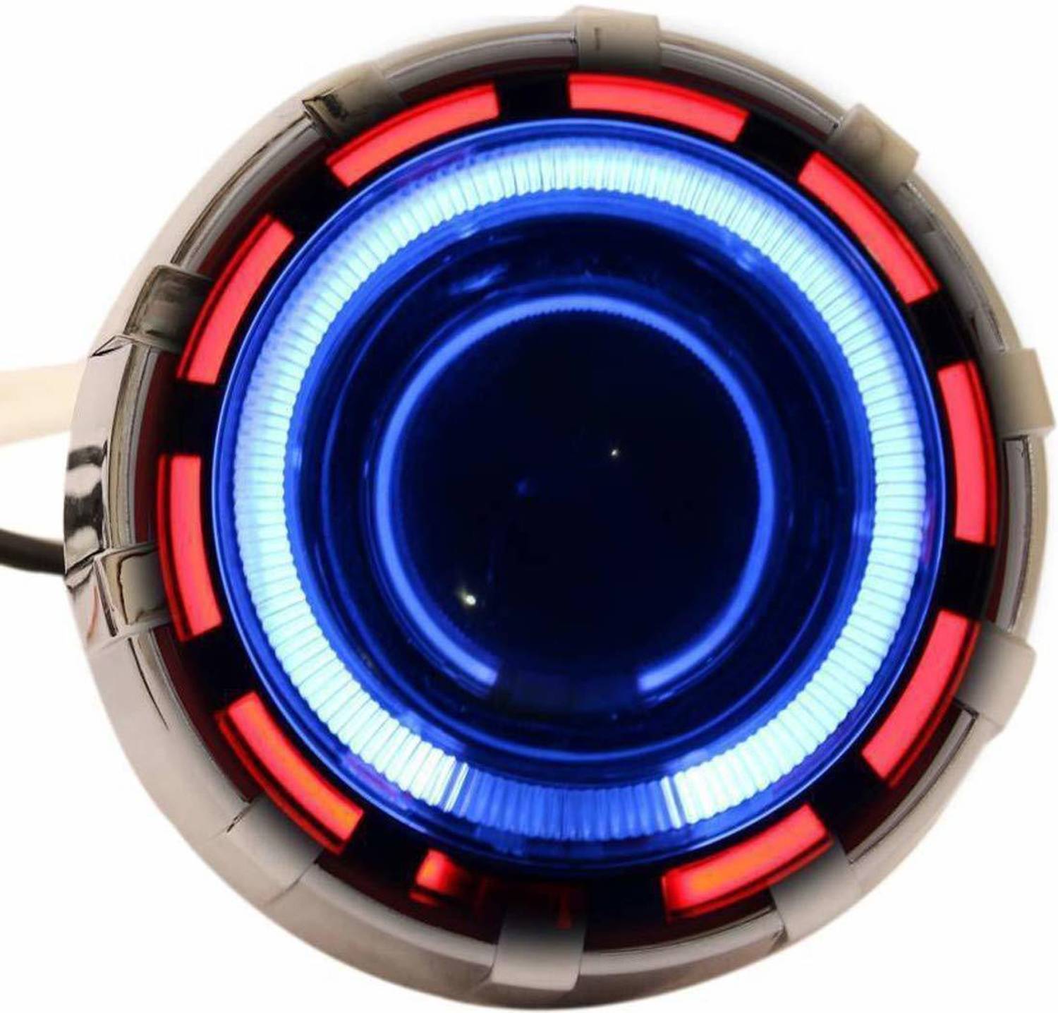 acube mart Projector Lamp Headlight with Dual Ring COB LED Angel Eye Rings for Bikes Projector Lens
