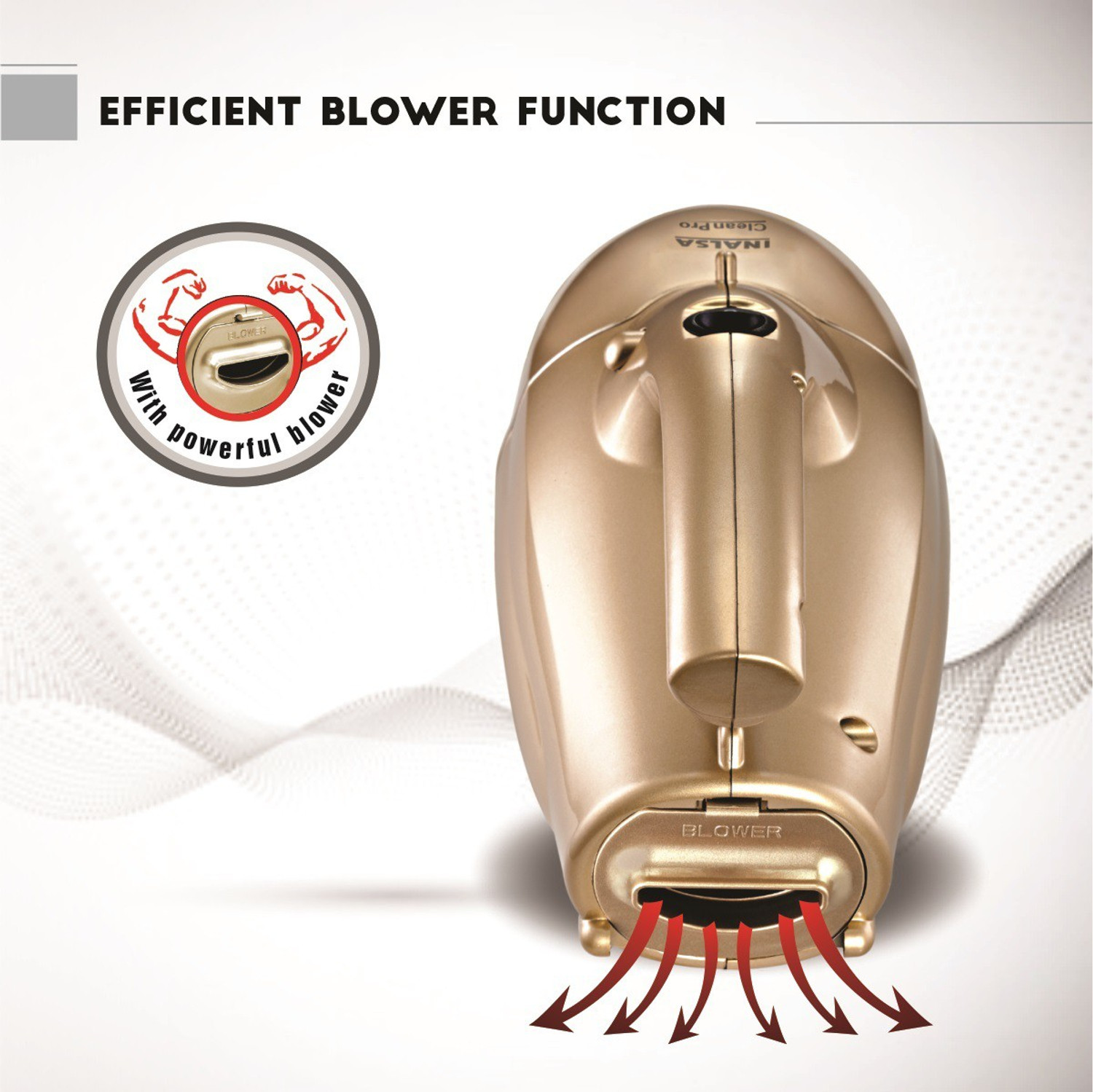 Image of Inalsa Clean Pro 800W Hand-held Vacuum Cleaner with Reusable Dust Bag