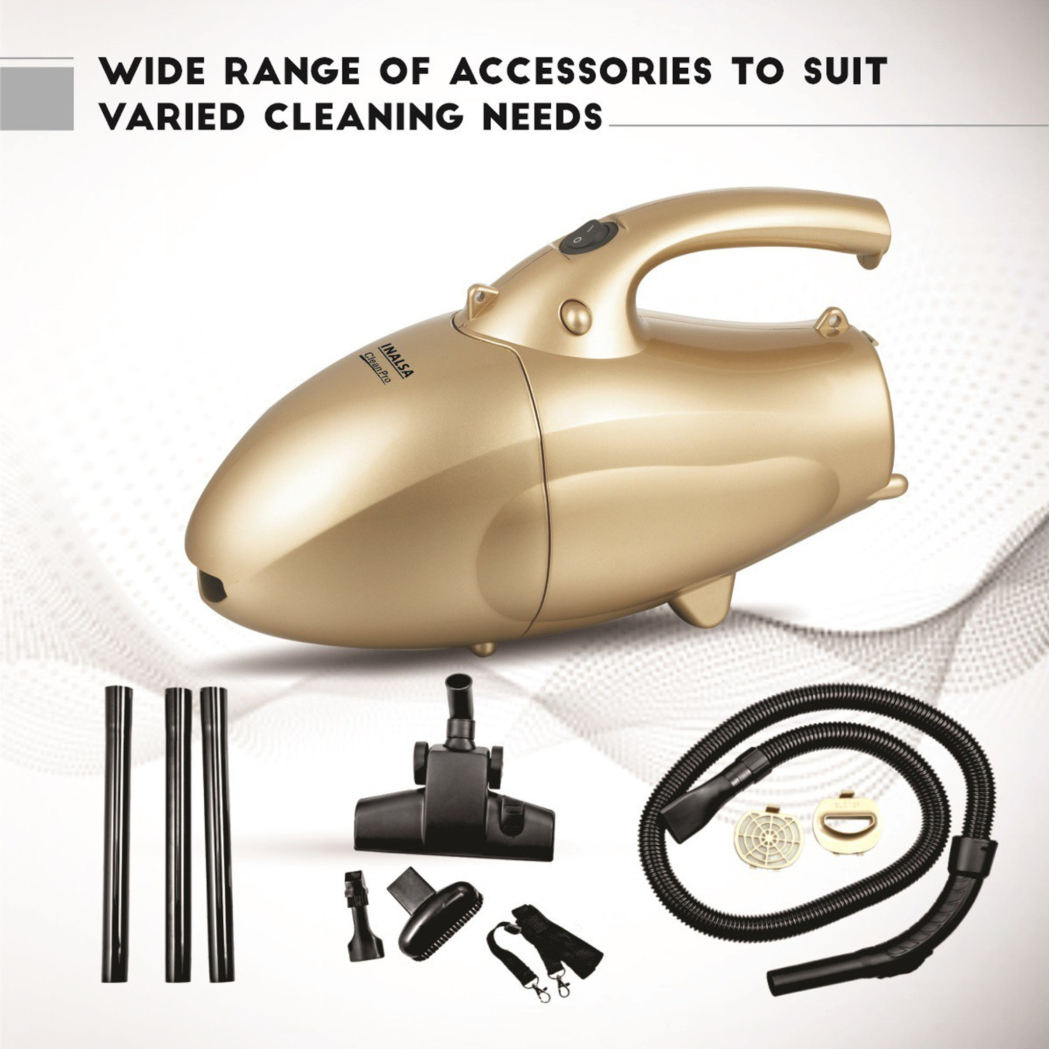 Image of Inalsa Clean Pro 800W Hand-held Vacuum Cleaner with Reusable Dust Bag