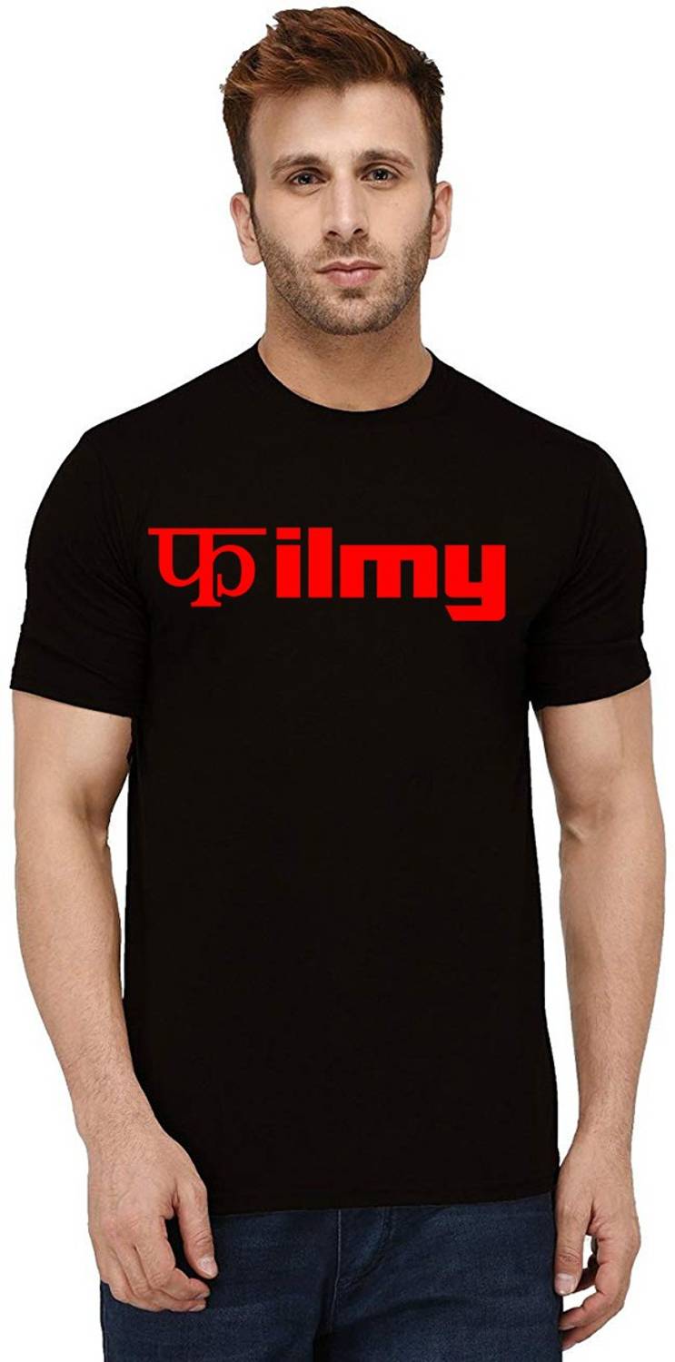 Aseria Printed Men Round Neck Black T-Shirt