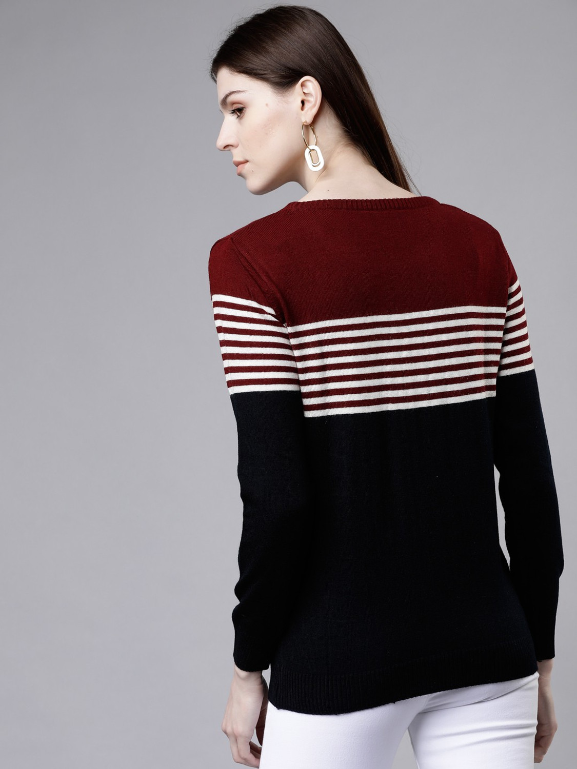 Image of Tokyo Talkies Women Woven Round Neck Black Sweater