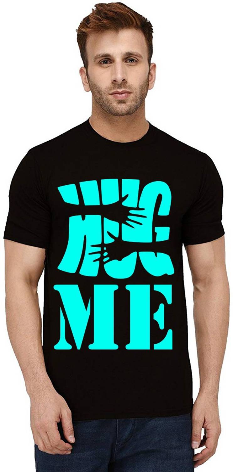 Aseria Printed Men Round Neck Black T-Shirt