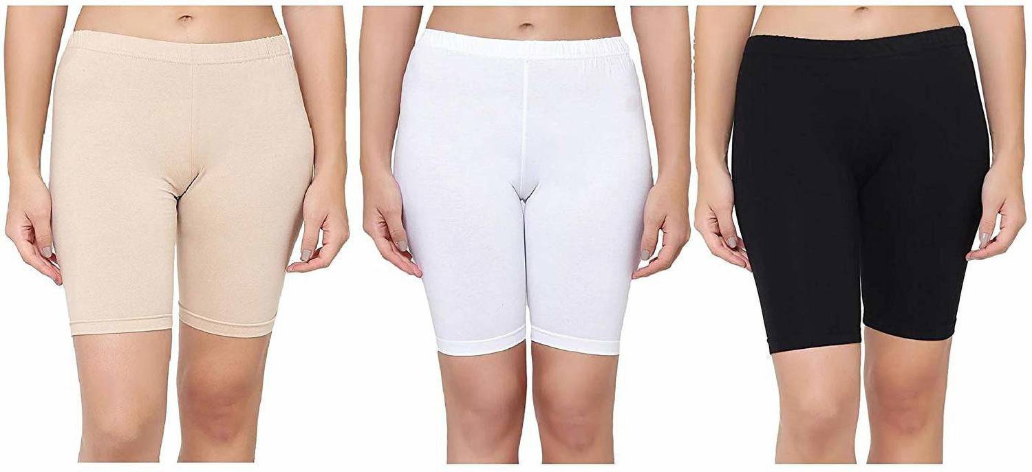 fasla Solid Women Beige, White, Black Cycling Shorts