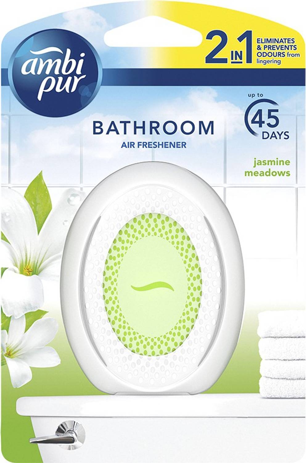 Ambipur Jasmine Meadows Automatic Spray urBathroom, Continuous Freshener, Odour Elimination and Prevention, Jasmine Meadows
