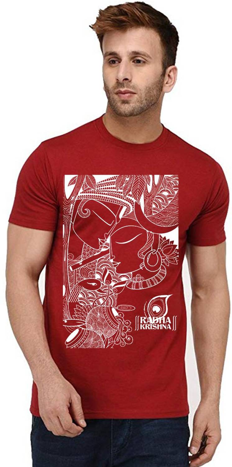 Aseria Graphic Print Men Round Neck Red T-Shirt