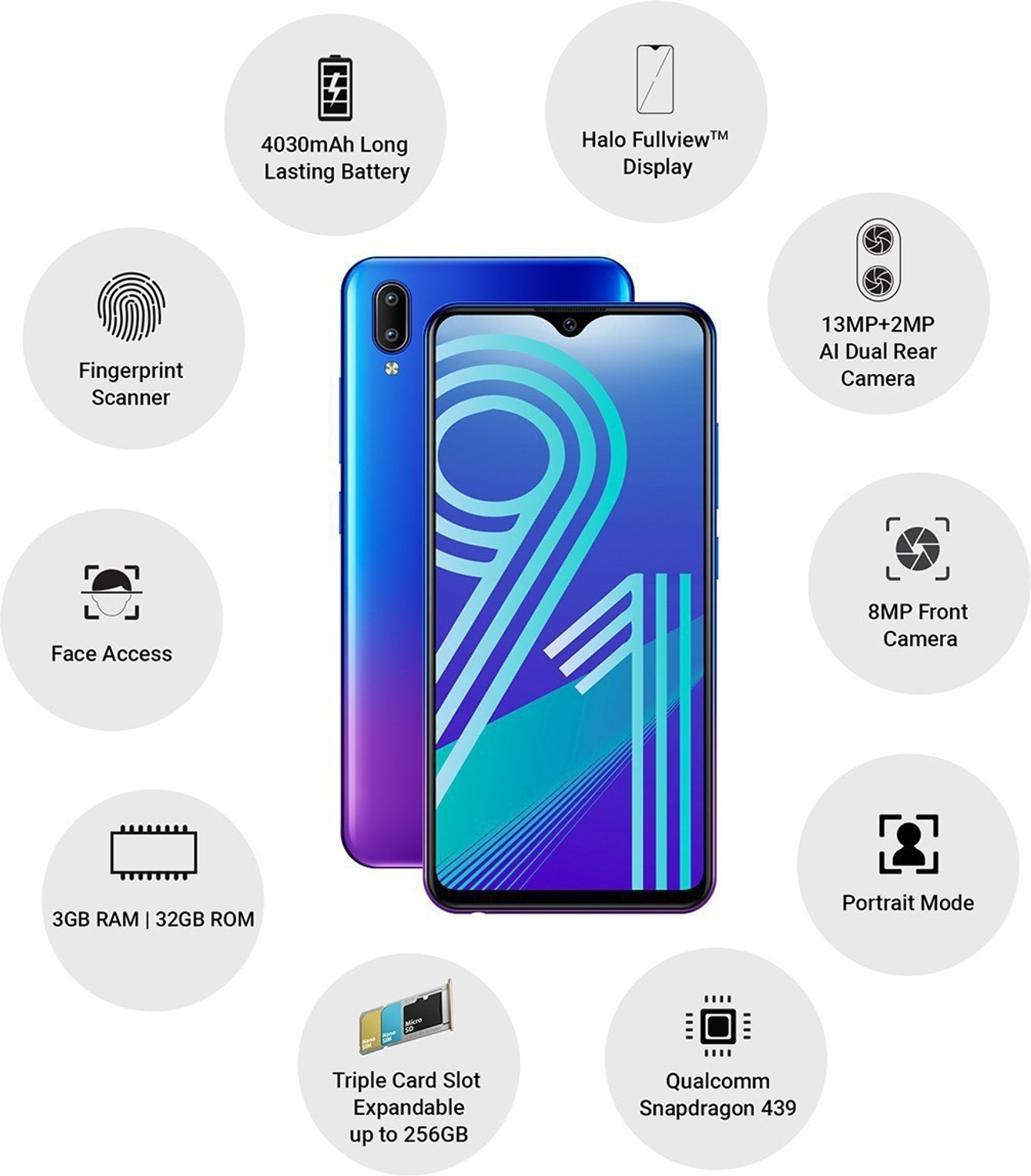 Image of vivo Y91 (Nebula Purple, 32 GB)