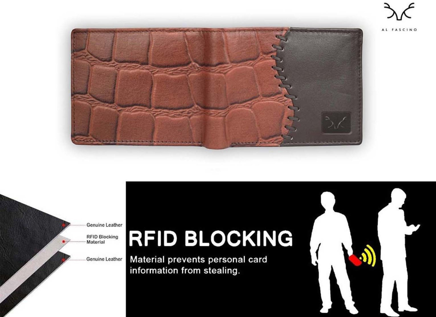 Image of AL FASCINO Men Casual Brown Genuine Leather Wallet