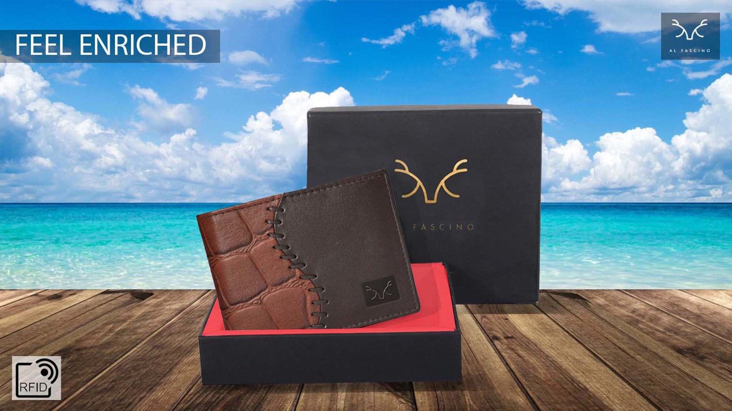 Image of AL FASCINO Men Casual Brown Genuine Leather Wallet