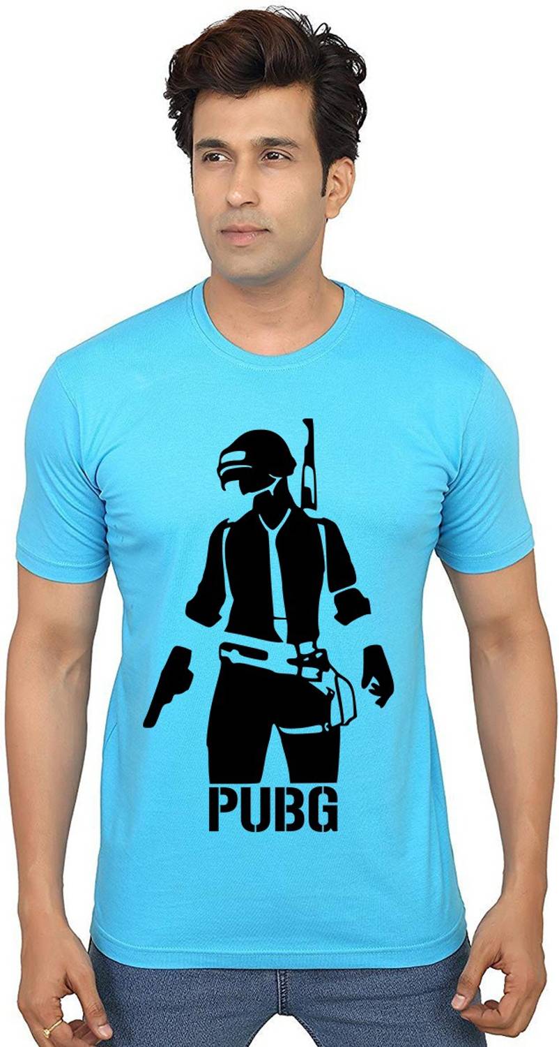 Aseria Graphic Print Men Round Neck Light Blue T-Shirt