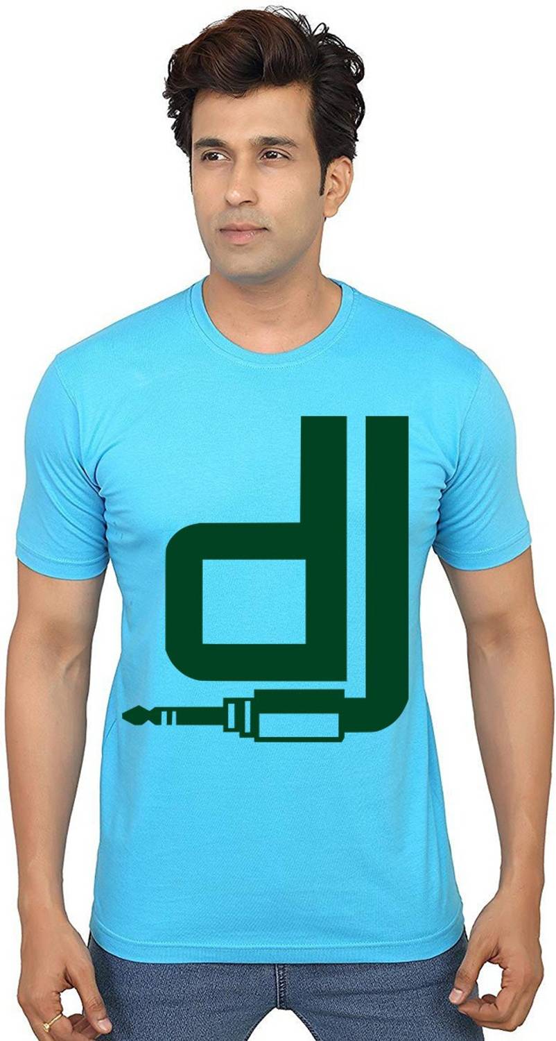 Aseria Printed Men Round Neck Light Blue T-Shirt