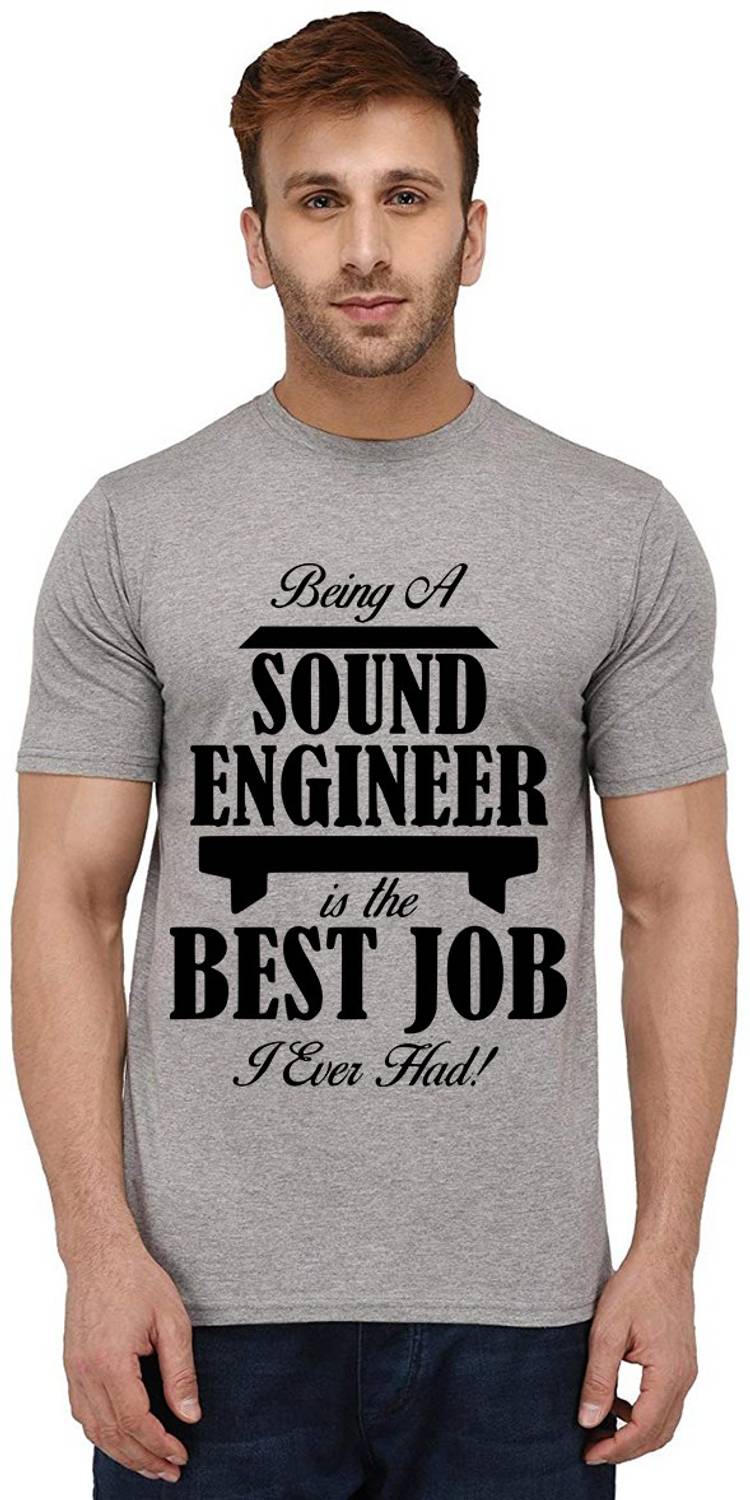 Aseria Printed Men Round Neck Grey T-Shirt