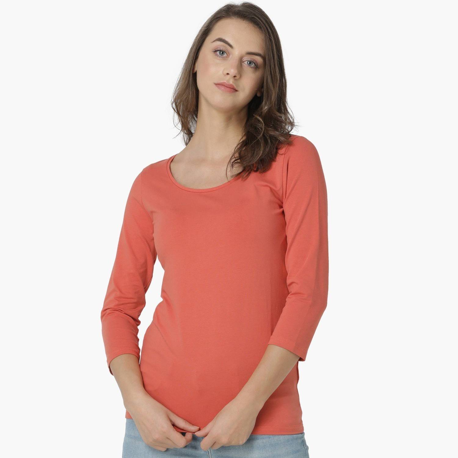 BOSSINI Casual Regular Sleeve Solid Women Pink Top