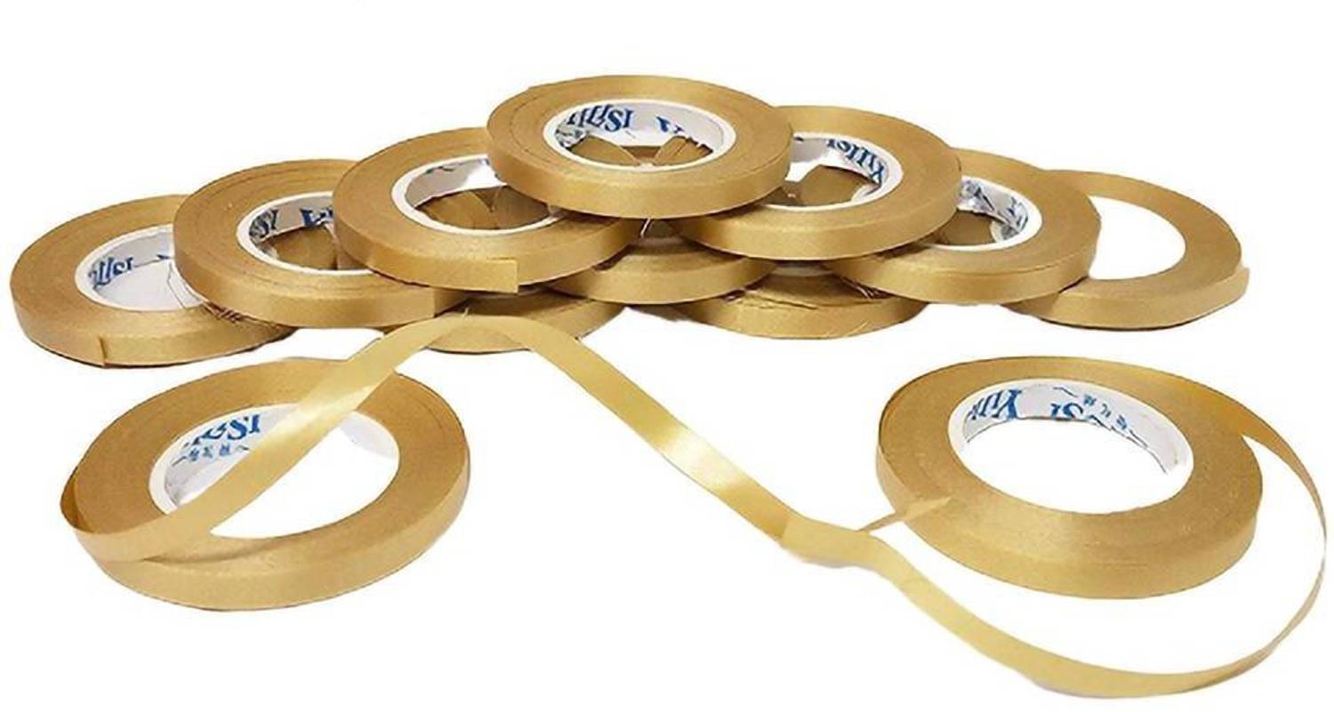 Balloons Curling Ribbons for Balloon- Gold (Pack of 12) Gold Linen Ribbon
