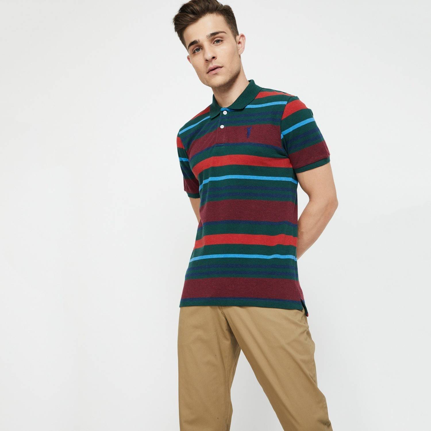 BOSSINI Striped Men Polo Neck Multicolor T-Shirt