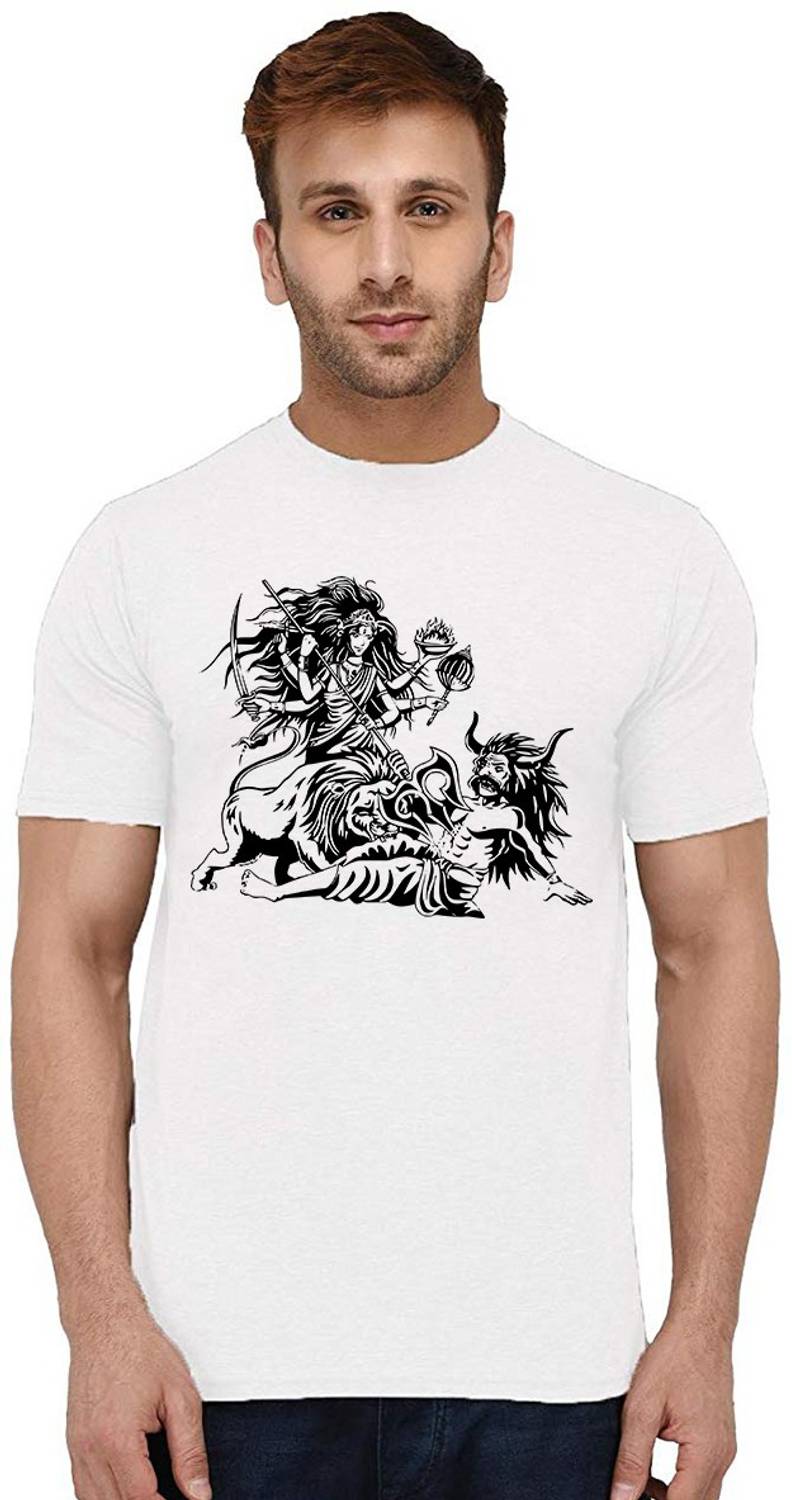 Aseria Printed Men Round Neck White T-Shirt
