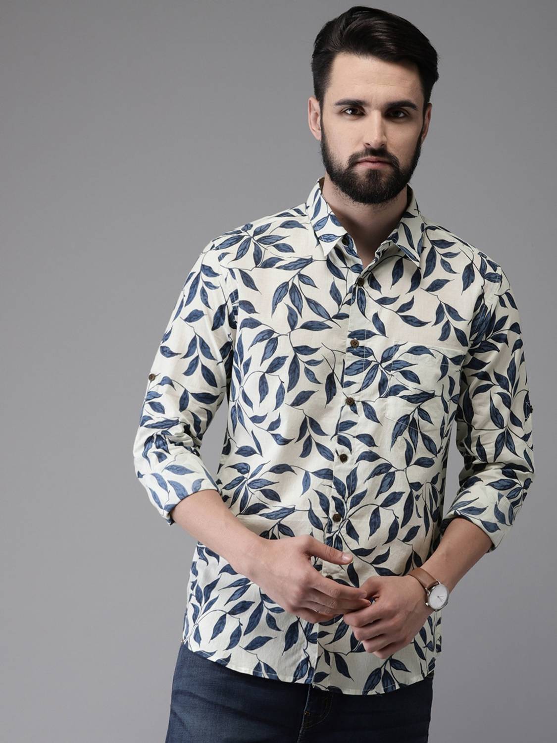 ANOUK Men Printed Casual White Shirt